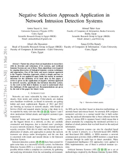 Negative Selection Approach Application in Network Intrusion Detection
  Systems