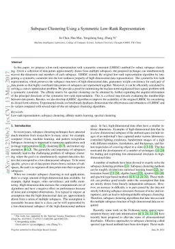 Subspace clustering using a symmetric low-rank representation
