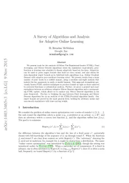 A Survey of Algorithms and Analysis for Adaptive Online Learning