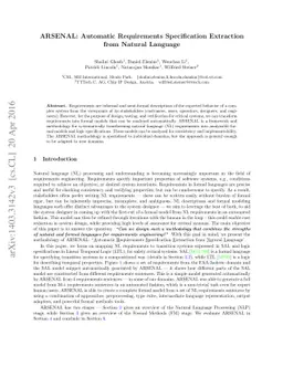 ARSENAL: Automatic Requirements Specification Extraction from Natural
  Language