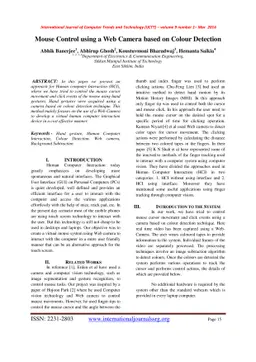 Mouse Control using a Web Camera based on Colour Detection