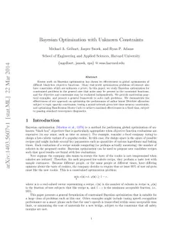 Bayesian Optimization with Unknown Constraints
