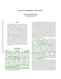 Interactive Debugging of ASP Programs