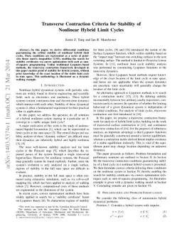 Transverse Contraction Criteria for Stability of Nonlinear Hybrid Limit
  Cycles