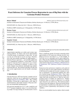 Exact Inference for Gaussian Process Regression in case of Big Data with
  the Cartesian Product Structure