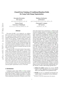 Closed-Form Training of Conditional Random Fields for Large Scale Image
  Segmentation