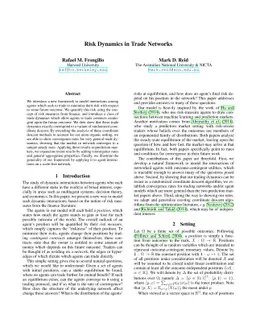 Risk Dynamics in Trade Networks