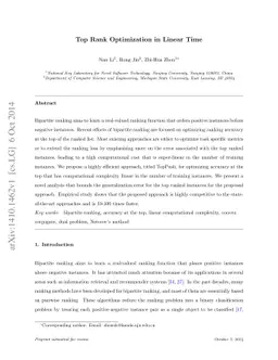 Top Rank Optimization in Linear Time