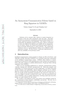An Anonymous Communication Scheme based on Ring Signature in VANETs