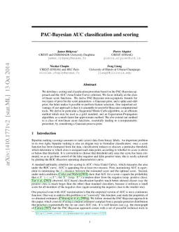 PAC-Bayesian AUC classification and scoring