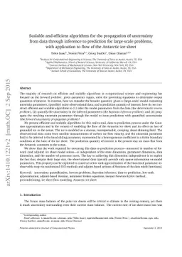 Scalable and efficient algorithms for the propagation of uncertainty
  from data through inference to prediction for large-scale problems, with
  application to flow of the Antarctic ice sheet