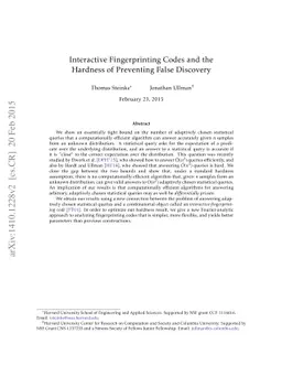 Interactive Fingerprinting Codes and the Hardness of Preventing False
  Discovery