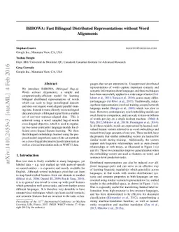 BilBOWA: Fast Bilingual Distributed Representations without Word
  Alignments