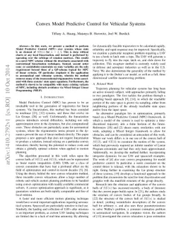 Convex Model Predictive Control for Vehicular Systems