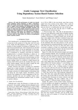 Arabic Language Text Classification Using Dependency Syntax-Based
  Feature Selection