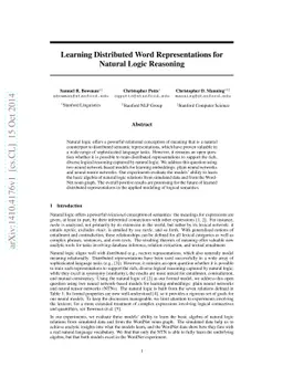 Learning Distributed Word Representations for Natural Logic Reasoning