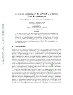 Machine Learning of Coq Proof Guidance: First Experiments