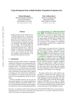 Using Mechanical Turk to Build Machine Translation Evaluation Sets