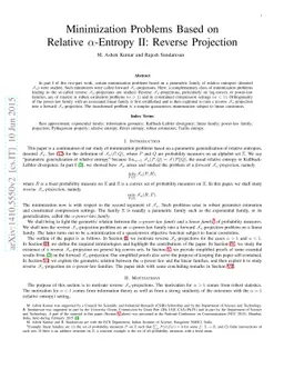 Minimization Problems Based on Relative $α$-Entropy II: Reverse
  Projection