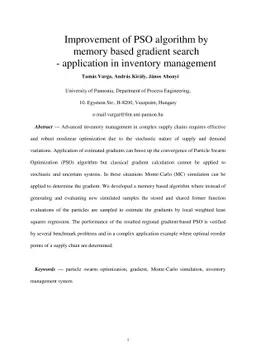 Improvement of PSO algorithm by memory based gradient search -
  application in inventory management