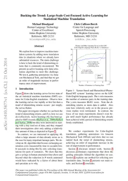Bucking the Trend: Large-Scale Cost-Focused Active Learning for
  Statistical Machine Translation