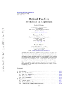Optimal Two-Step Prediction in Regression