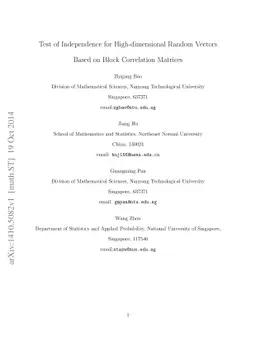 Test of Independence for High-dimensional Random Vectors Based on Block
  Correlation Matrices
