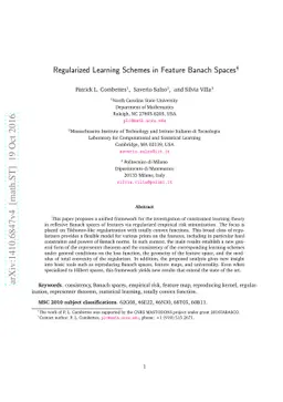 Regularized Learning Schemes in Feature Banach Spaces