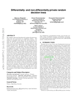 Differentially- and non-differentially-private random decision trees
