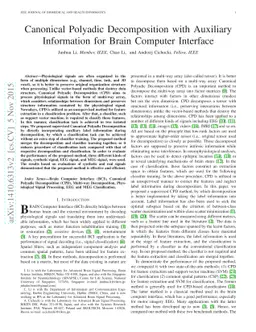 Canonical Polyadic Decomposition with Auxiliary Information for Brain
  Computer Interface