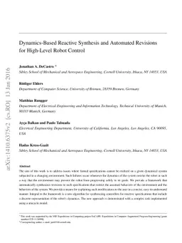 Dynamics-Based Reactive Synthesis and Automated Revisions for High-Level
  Robot Control