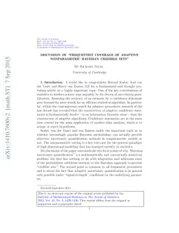 Discussion of "Frequentist coverage of adaptive nonparametric Bayesian
  credible sets"