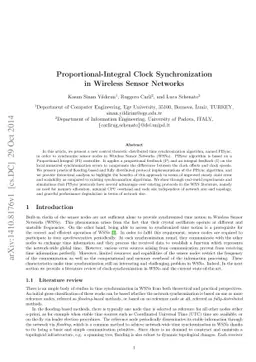 Proportional-Integral Clock Synchronization in Wireless Sensor Networks