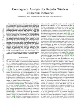 Convergence Analysis for Regular Wireless Consensus Networks