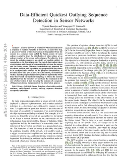 Data-Efficient Quickest Outlying Sequence Detection in Sensor Networks