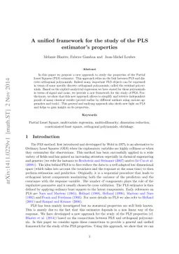 A unified framework for the study of the PLS estimator's properties