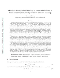 Minimax theory of estimation of linear functionals of the deconvolution
  density with or without sparsity