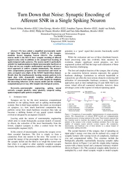 Turn Down that Noise: Synaptic Encoding of Afferent SNR in a Single
  Spiking Neuron