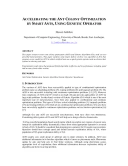 Accelerating the ANT Colony Optimization By Smart ANTs, Using Genetic
  Operator