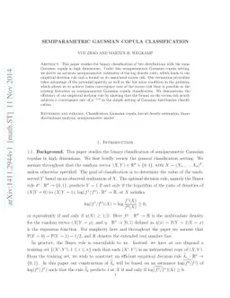 Semiparametric Gaussian copula classification