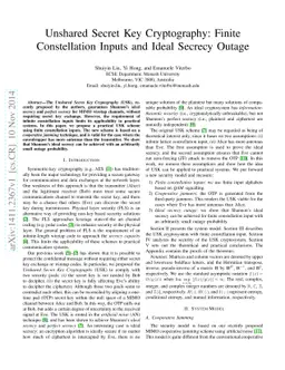 Unshared Secret Key Cryptography: Finite Constellation Inputs and Ideal
  Secrecy Outage