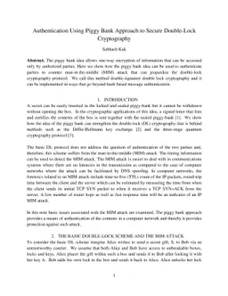 Authentication Using Piggy Bank Approach to Secure Double-Lock
  Cryptography