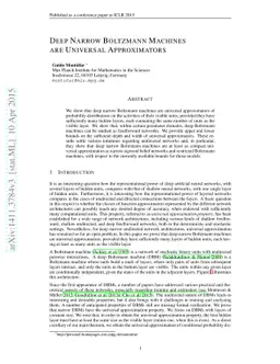 Deep Narrow Boltzmann Machines are Universal Approximators