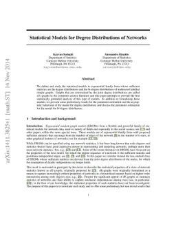 Statistical Models for Degree Distributions of Networks