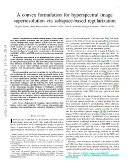 A convex formulation for hyperspectral image superresolution via
  subspace-based regularization