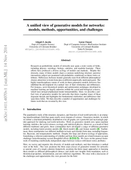 A unified view of generative models for networks: models, methods,
  opportunities, and challenges
