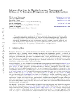 Influence Functions for Machine Learning: Nonparametric Estimators for
  Entropies, Divergences and Mutual Informations