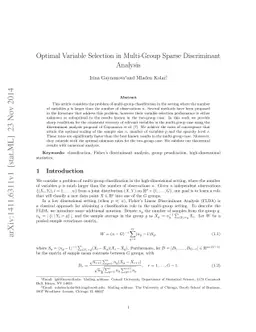 Optimal variable selection in multi-group sparse discriminant analysis