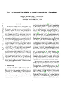 Deep Convolutional Neural Fields for Depth Estimation from a Single
  Image