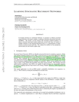 Learning Stochastic Recurrent Networks